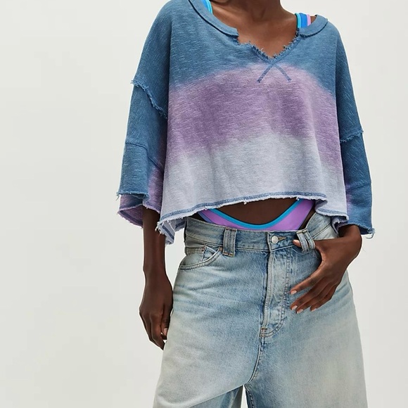 Free People NWOT We the Free After Midnight Washed Tee Size Small - Picture 3 of 5